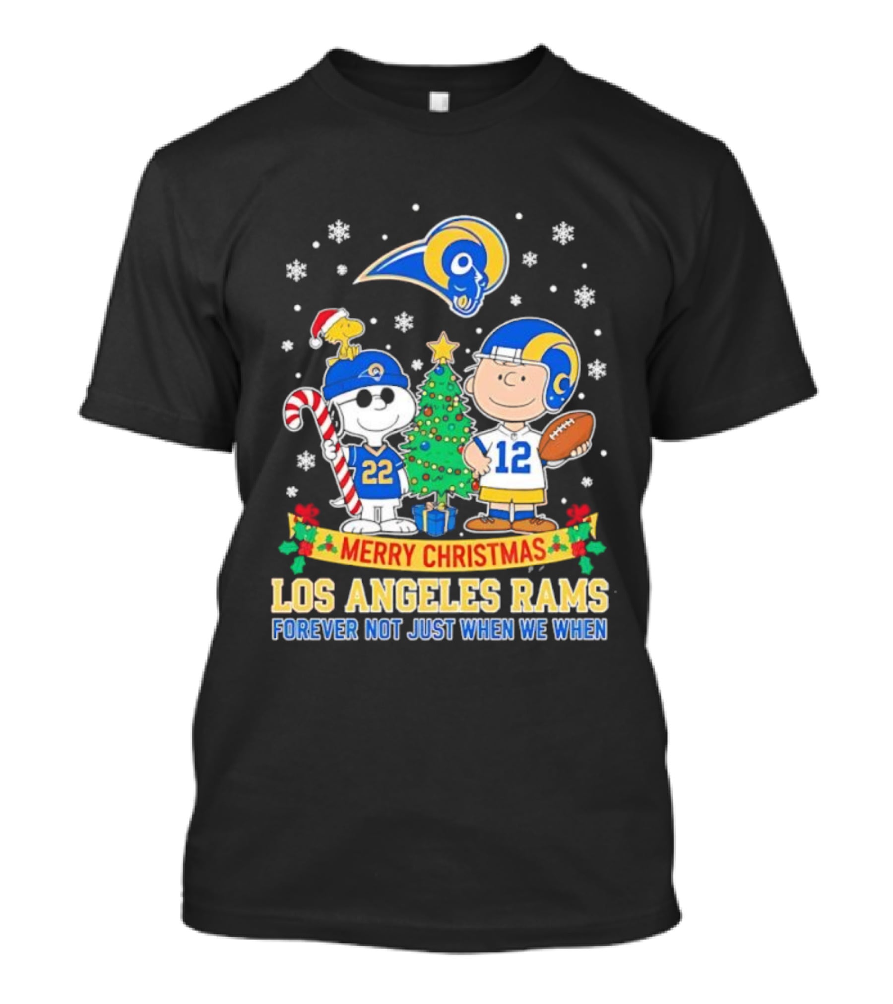 Merry Christmas Peanuts Snoopy Los Angeles Rams Forever Not Just When We Win T-Shirt