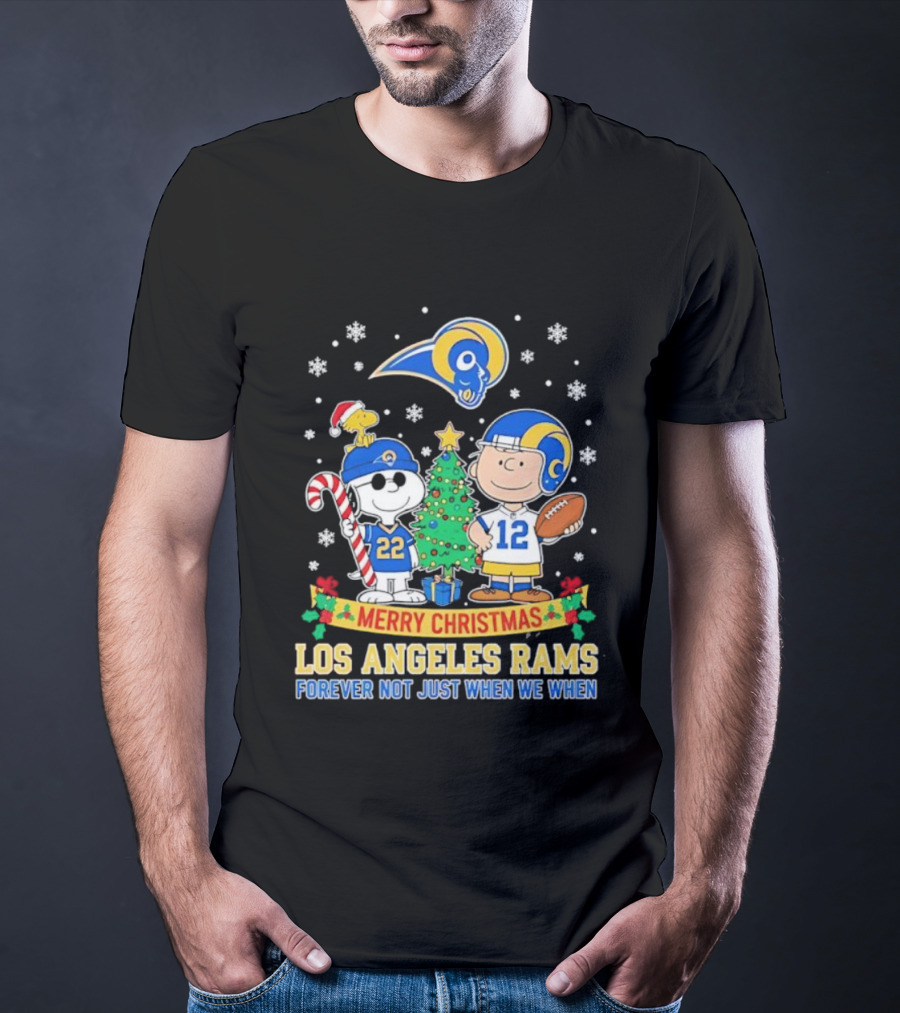 Merry Christmas Peanuts Snoopy Los Angeles Rams Forever Not Just When We Win T-Shirt