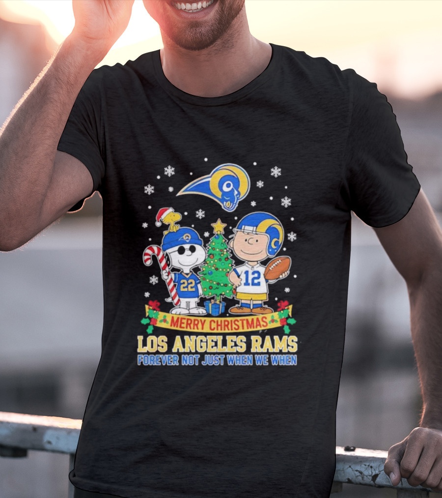 Merry Christmas Peanuts Snoopy Los Angeles Rams Forever Not Just When We Win T-Shirt