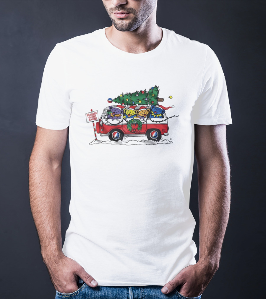 Grateful Dead Steal Your Face Bear Christmas Tree Bus T-Shirt