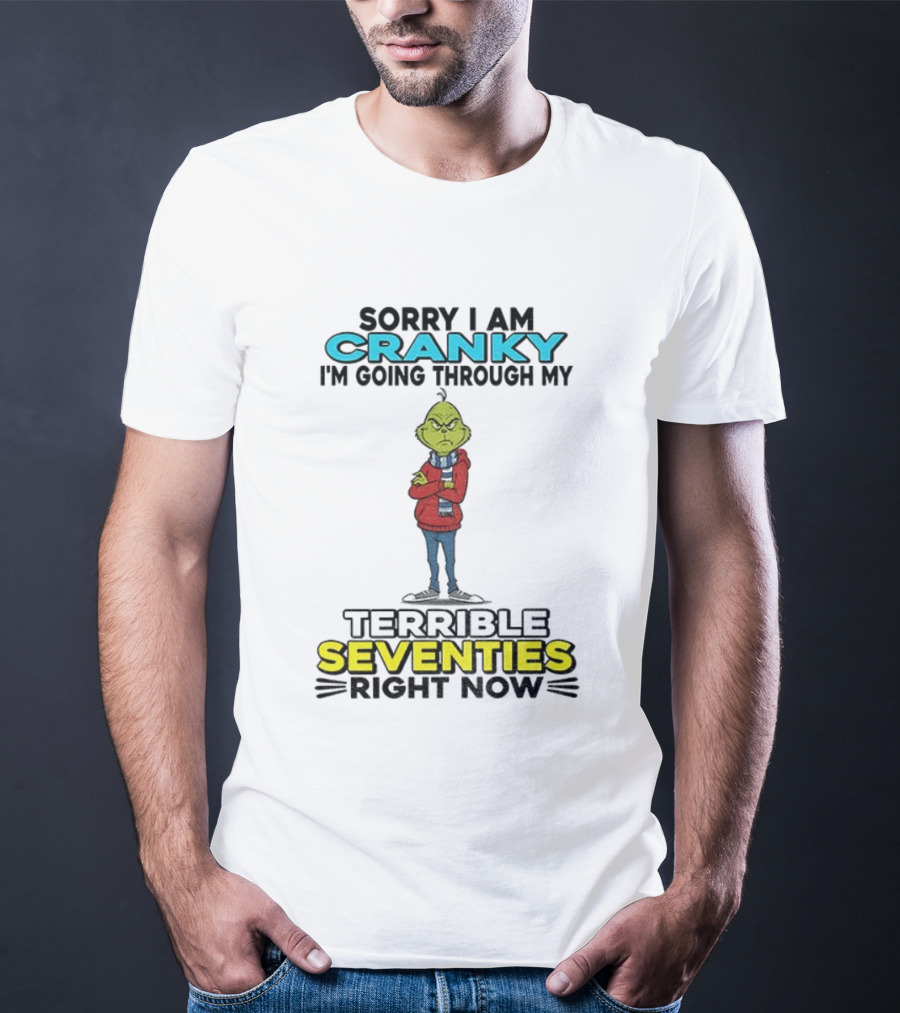 Grinch Sorry I Am Cranky Going Through My Terrible Seventies Right Now Christmas T-Shirt