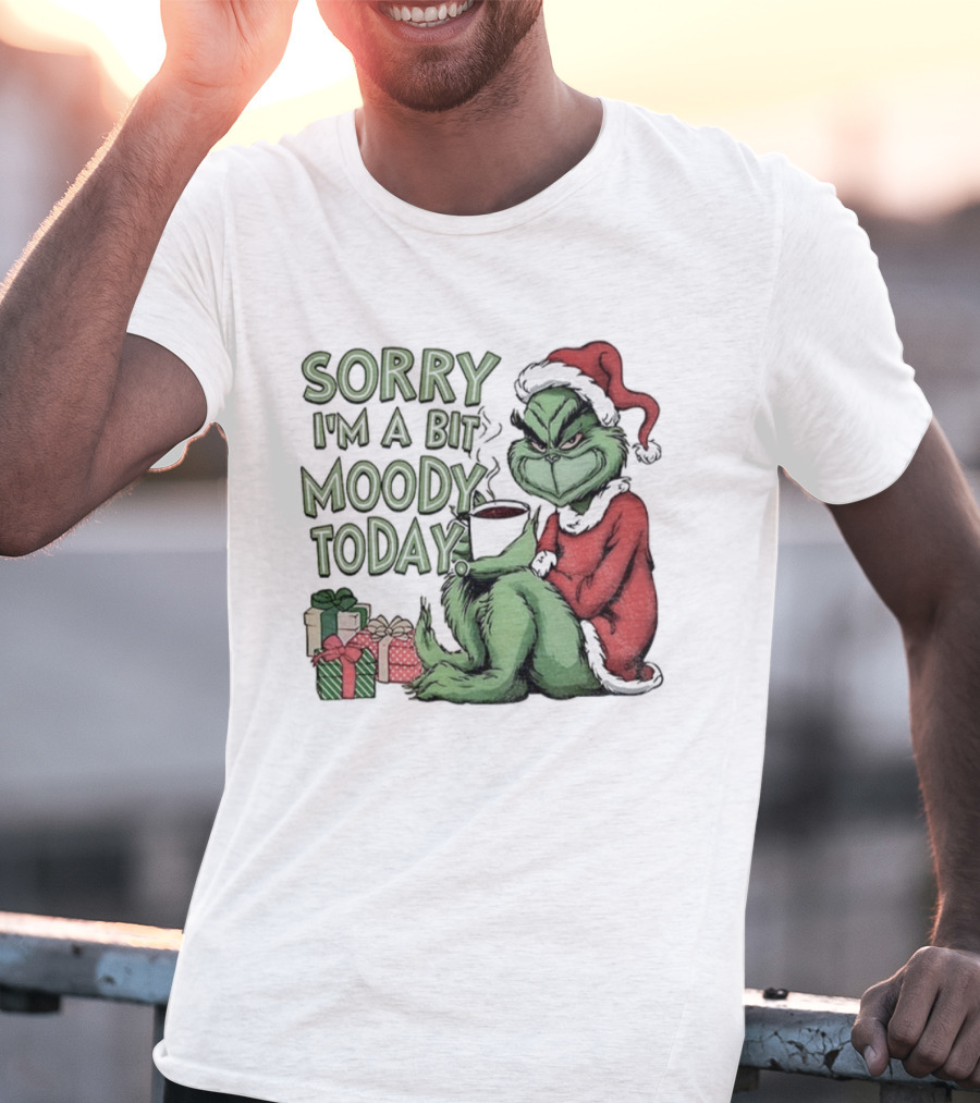 Grinch Sorry I'm A Bit Moody Today Christmas Mood With Gifts T-Shirt