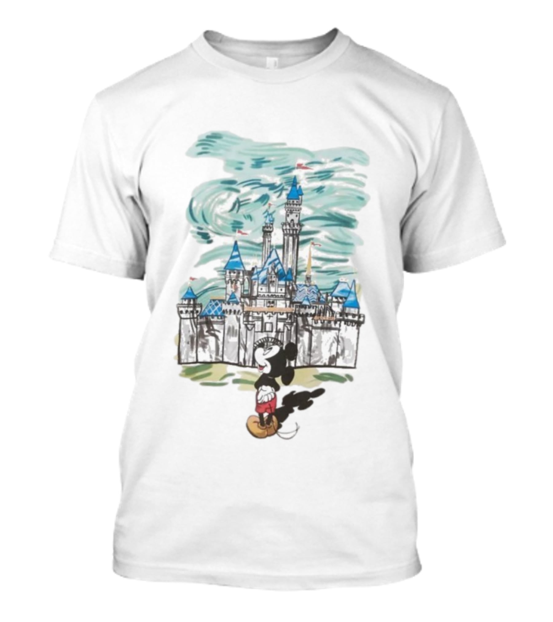 Mickey Mouse In Front Of Sleeping Beauty Castle Fantasy Scene T-Shirt