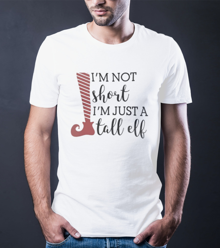 I'm Not Short I'm Just A Tall Elf Red Striped Bootleg T-Shirt
