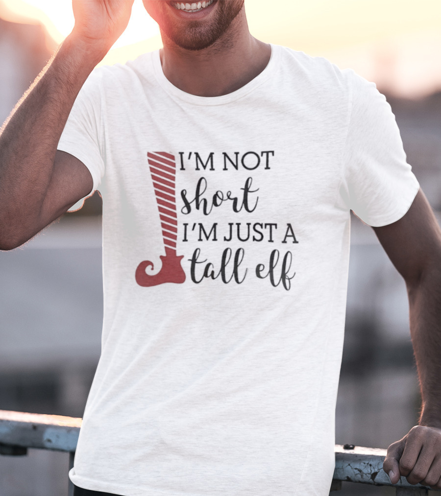 I'm Not Short I'm Just A Tall Elf Red Striped Bootleg T-Shirt