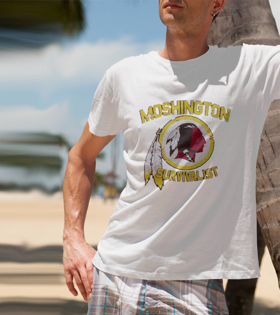 Moshington Survivalist Washington Commanders Logo Feather Emblem T-Shirt