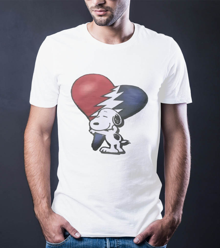 Snoopy Hug Heart Grateful Dead Lightning Bolt T-Shirt
