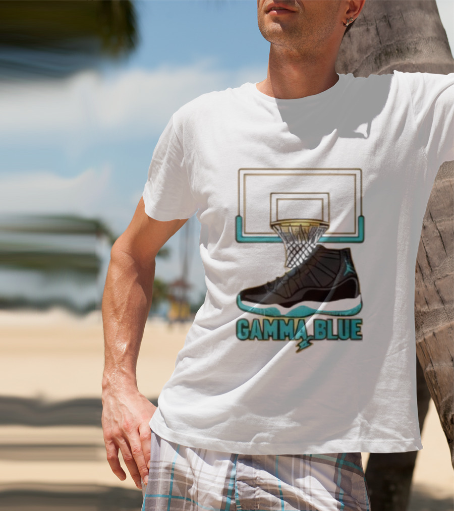 Air Jordan 11 Gamma Blue Basketball Hoop Sneaker T-Shirt