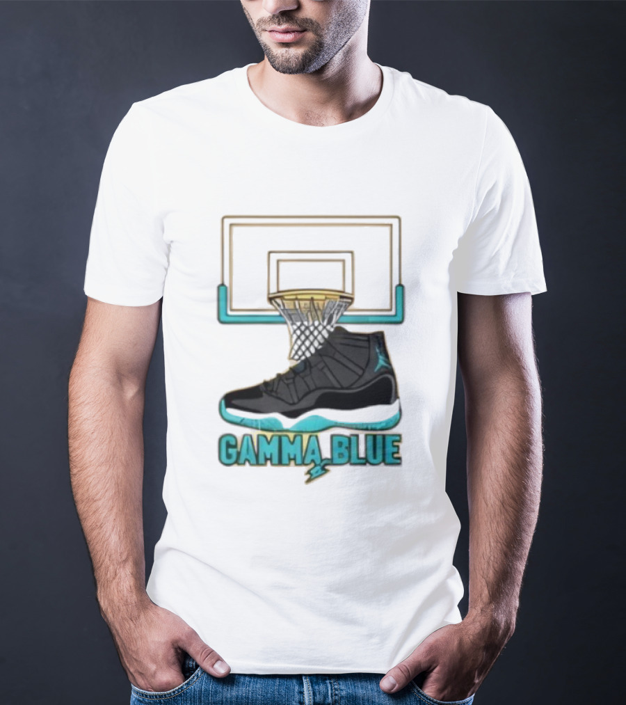 Air Jordan 11 Gamma Blue Basketball Hoop Sneaker T-Shirt