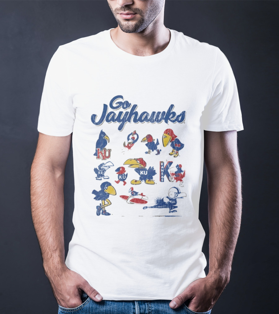 Go Kansas Jayhawks KU Football Vintage Style T-Shirt