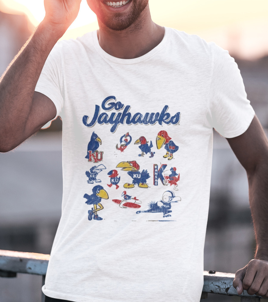 Go Kansas Jayhawks KU Football Vintage Style T-Shirt