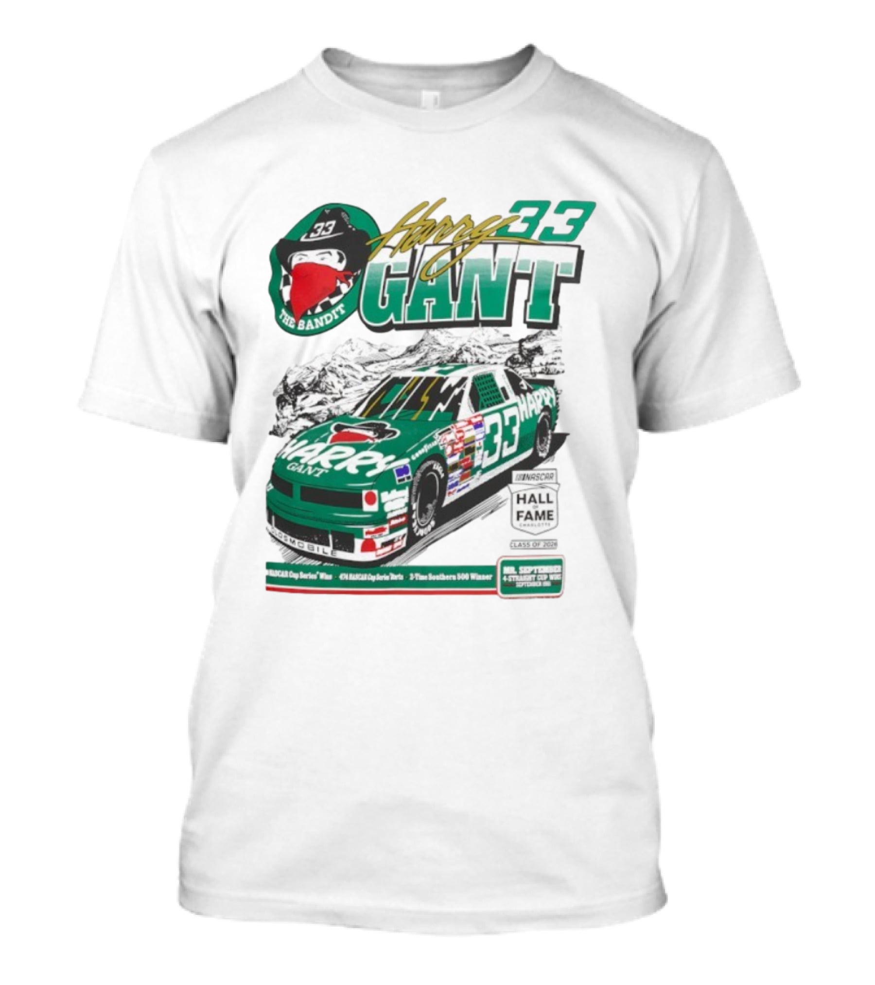 Harry Gant NASCAR Hall Of Fame The Bandit 33 Car Racing Legend T-Shirt