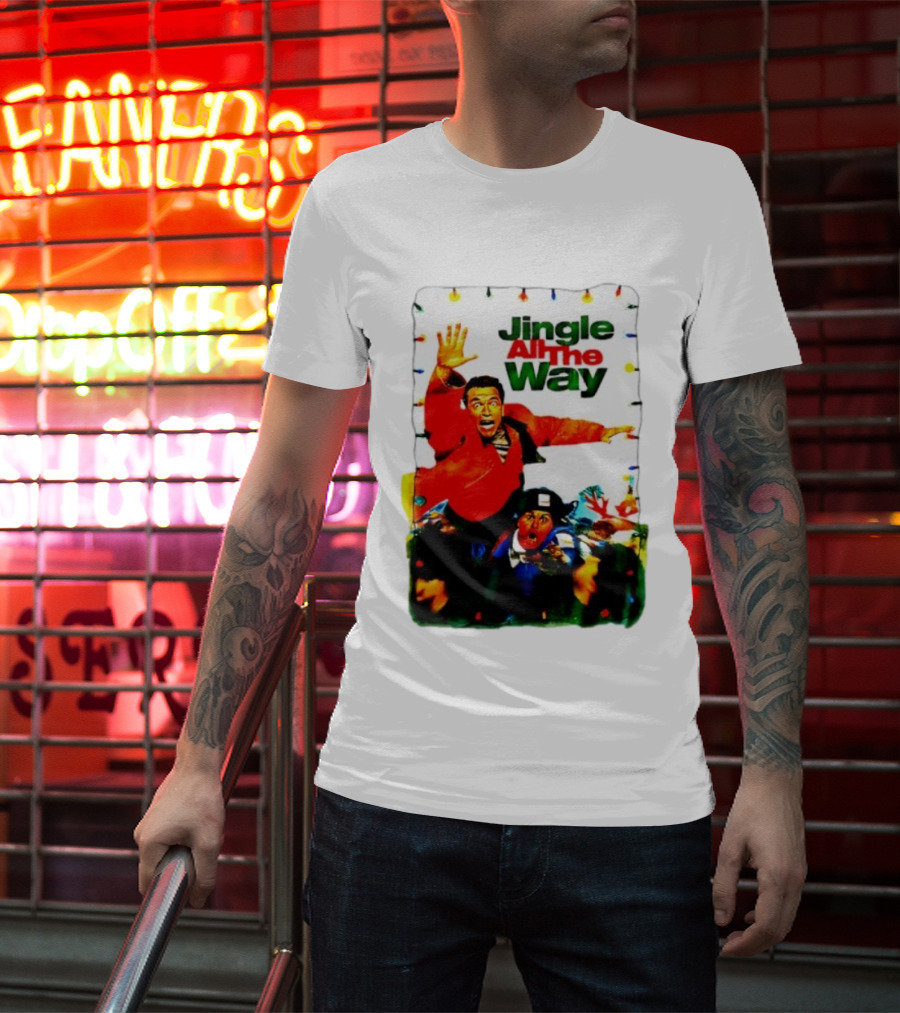 Jingle All The Way Movie With Characters And Holiday Lights T-Shirt