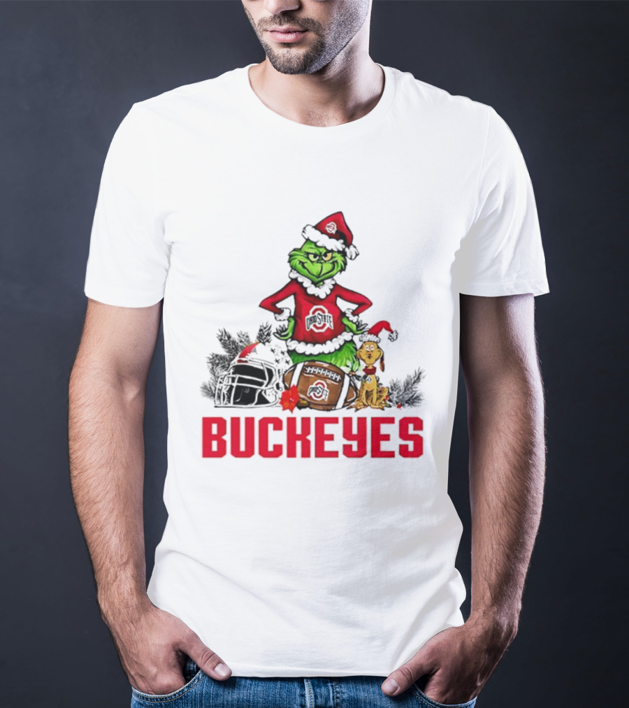 Ohio State Buckeyes Christmas Grinch And Max Dog T-Shirt