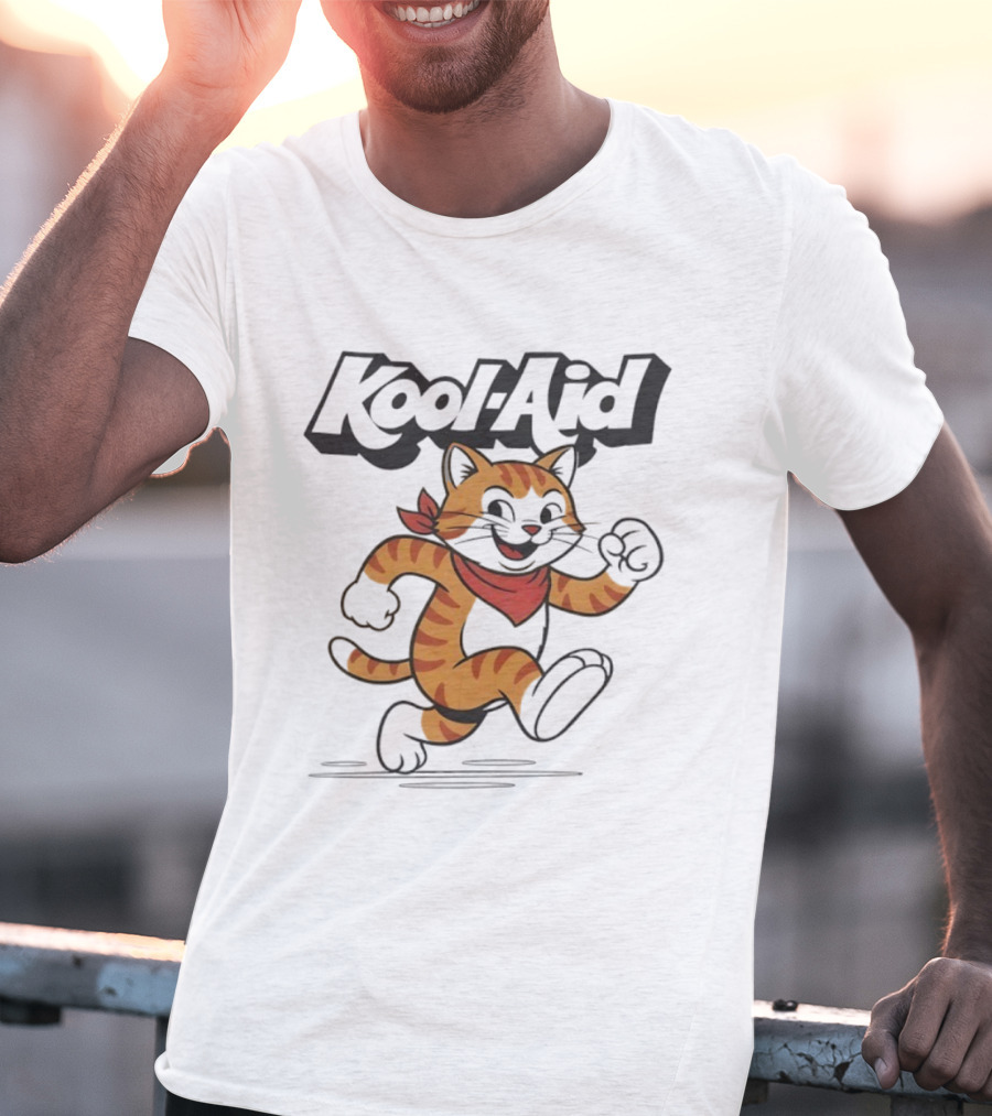 Kool-Aid Orange Cat Red Bandana Playful Pounce T-Shirt
