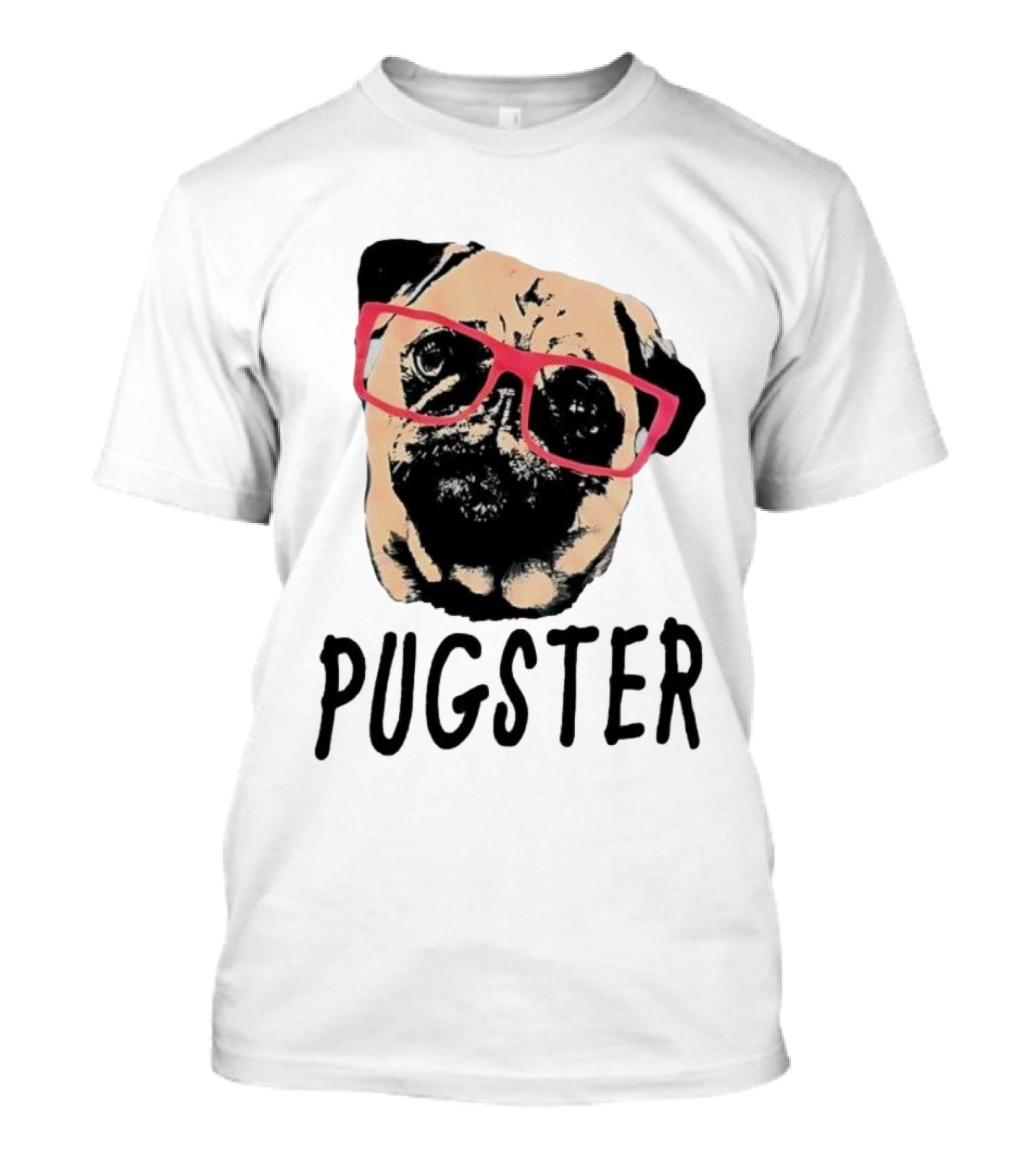 Pugster Pug Dog Pink Glasses T-Shirt