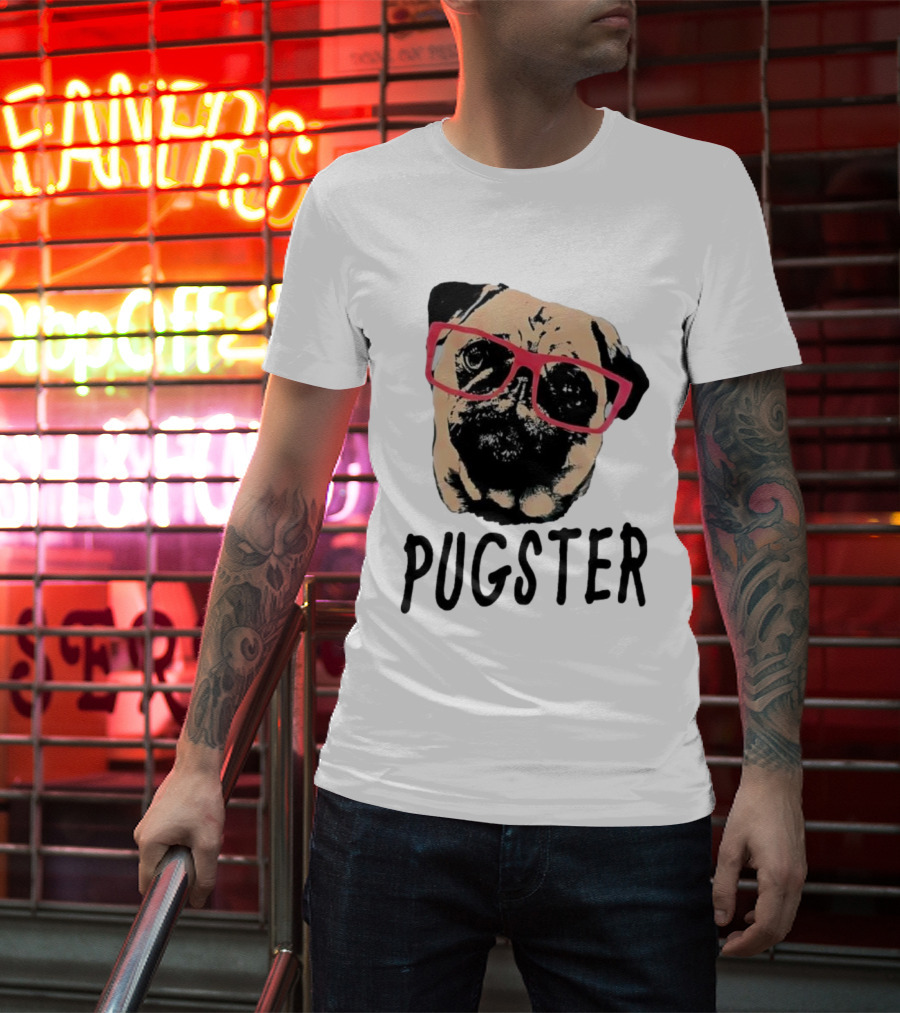 Pugster Pug Dog Pink Glasses T-Shirt