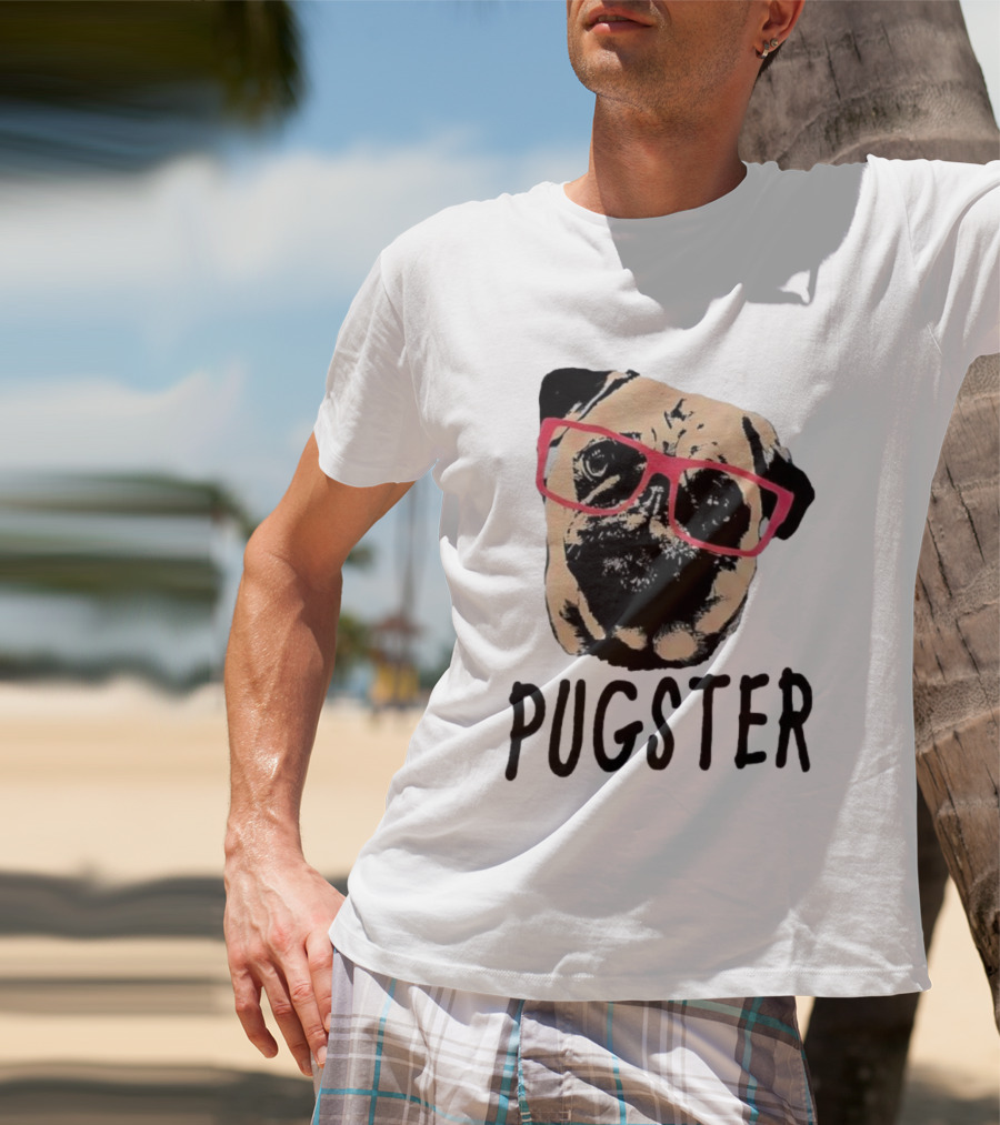 Pugster Pug Dog Pink Glasses T-Shirt