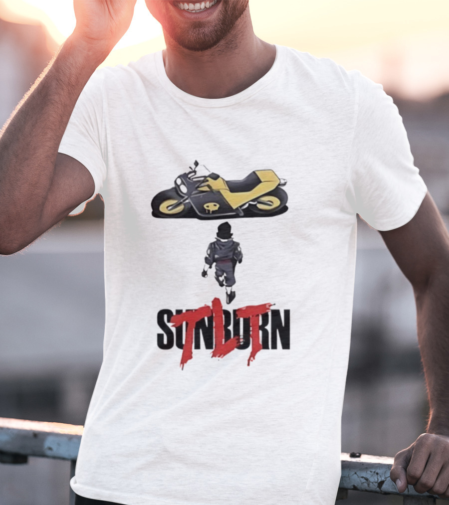 Sunburn TLT Motorcycle Rider With Retro Style Graphics T-Shirt