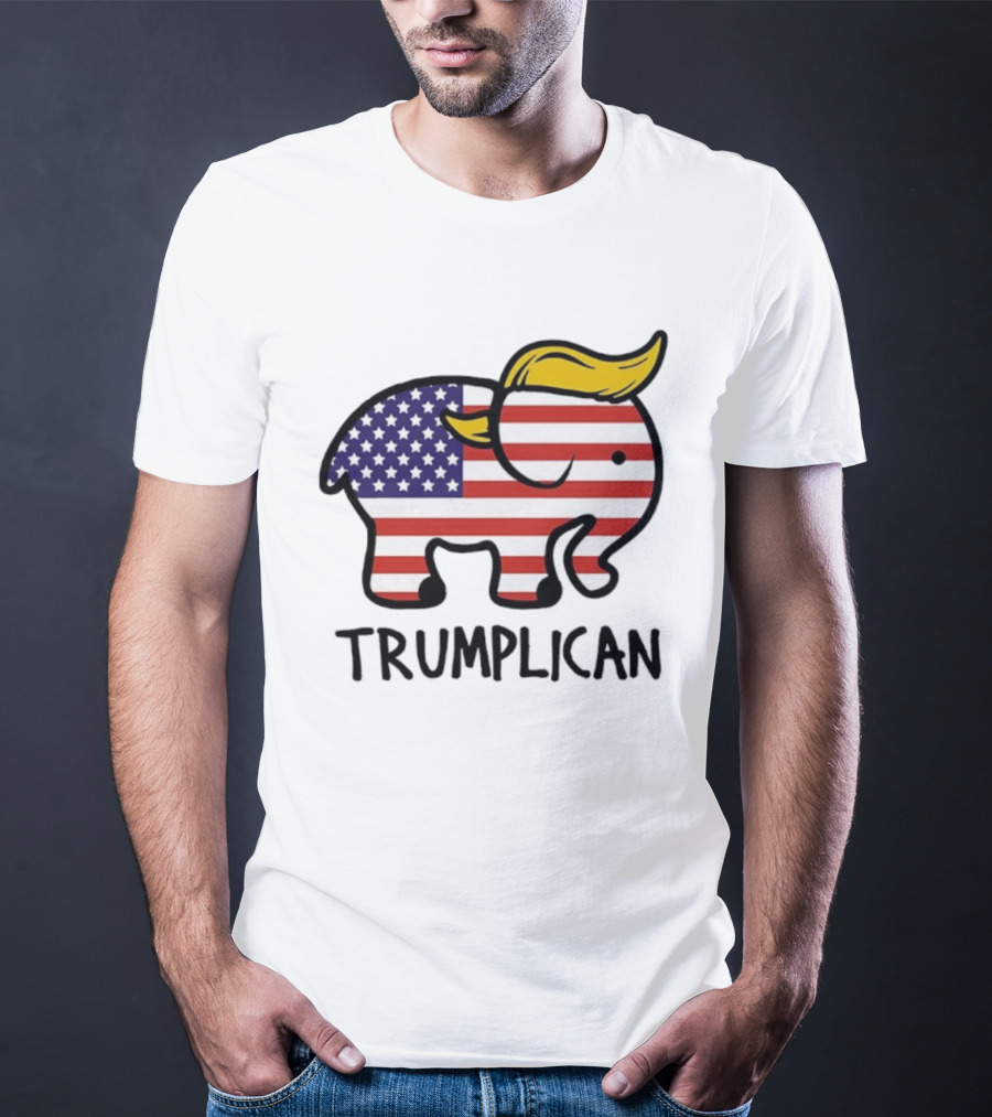 Trumplican Baby Onesie American Flag Elephant With Hair Style T-Shirt
