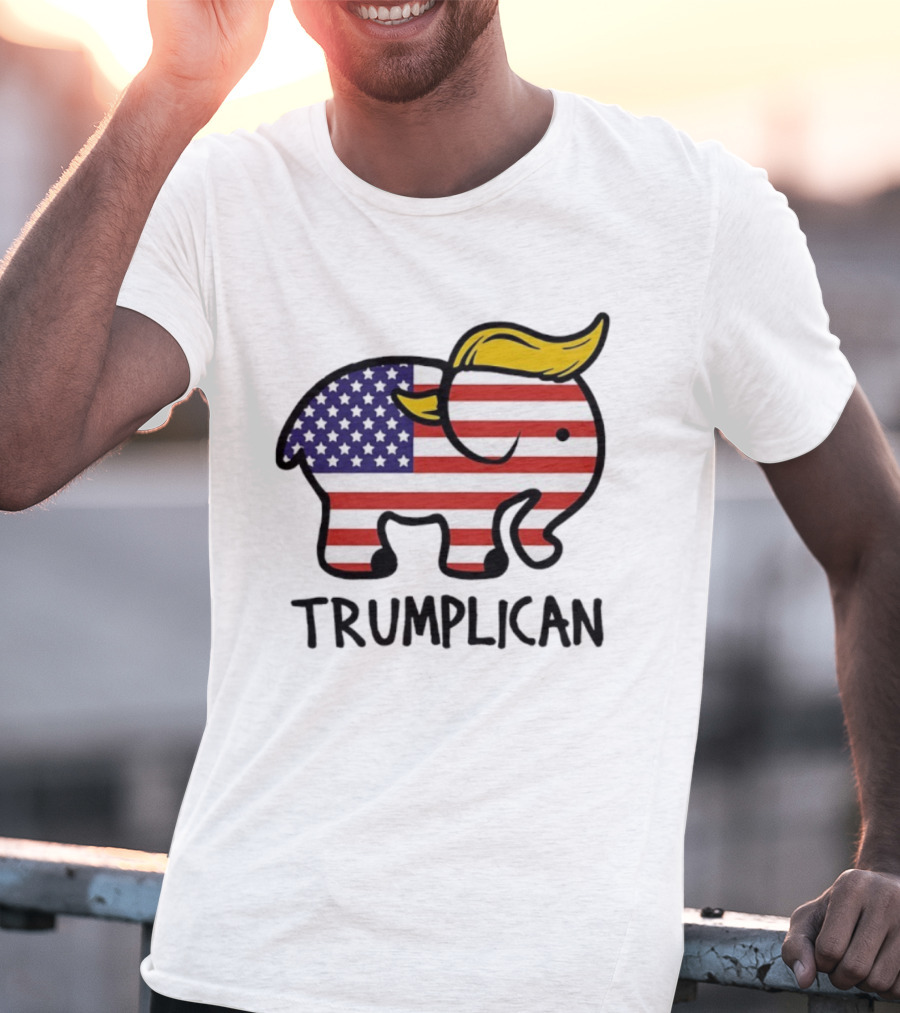Trumplican Baby Onesie American Flag Elephant With Hair Style T-Shirt
