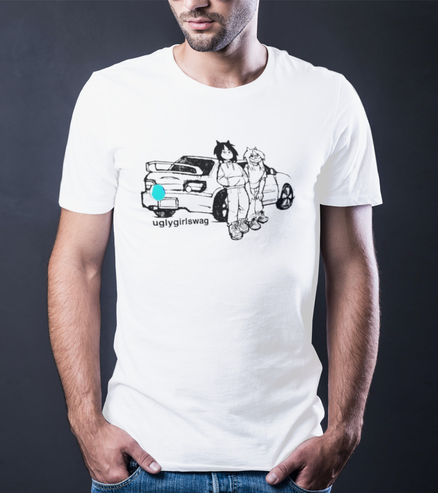 Uglygirlswag Stylized Car And Characters Drawing T-Shirt
