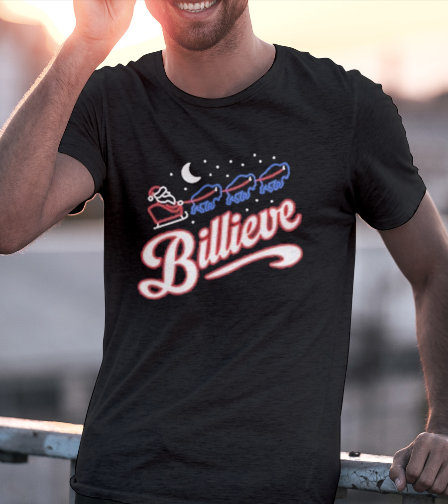 Buffalo Bills Billieve Christmas Santa Reindeer Sleigh T-Shirt