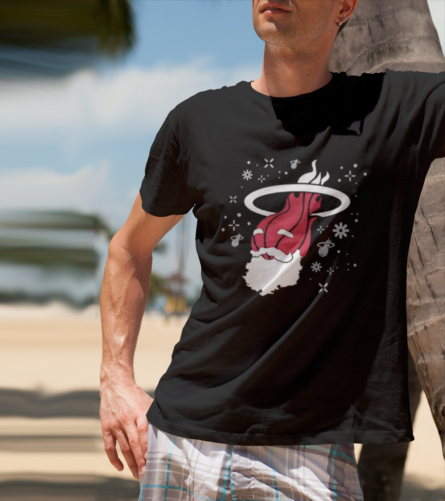 Ho Ho Heat Miami Christmas Santa Dunking Basketball Snowflakes T-Shirt