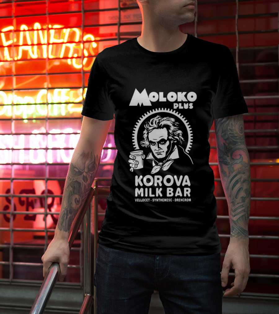 Moloko Plus Korova Milk Bar Alex A Work Orange Retro Vintage Beethoven Iconic Design T-Shirt