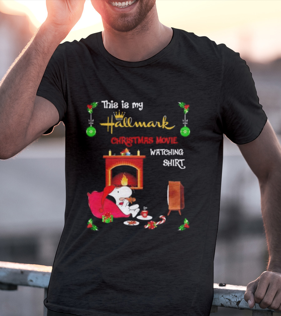 Hallmark Christmas Movie Ing With Snoopy By The Fireplace T-Shirt