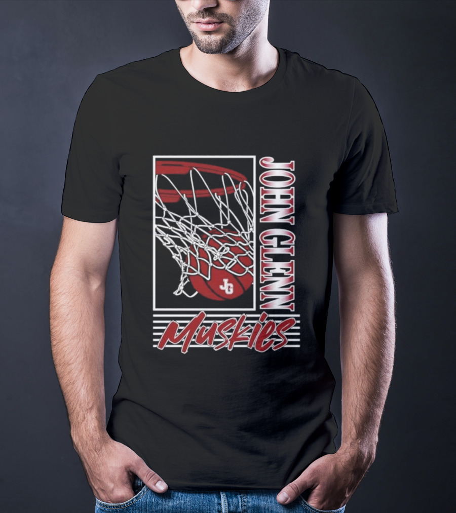 John Glenn Muskies Basketball Net And Ball T-Shirt