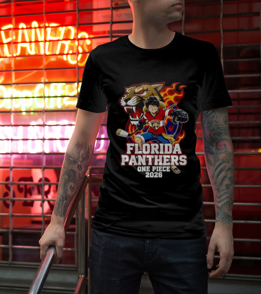 Florida Panthers One Piece Luffy Hockey 2026 Crossover T-Shirt