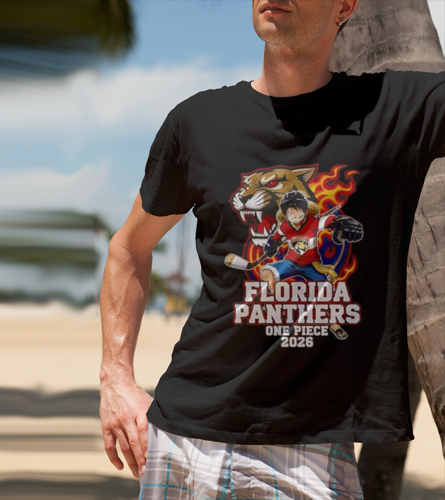 Florida Panthers One Piece Luffy Hockey 2026 Crossover T-Shirt