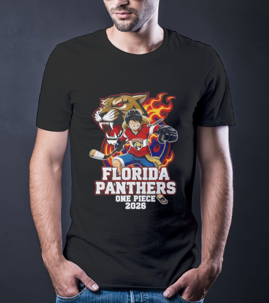 Florida Panthers One Piece Luffy Hockey 2026 Crossover T-Shirt