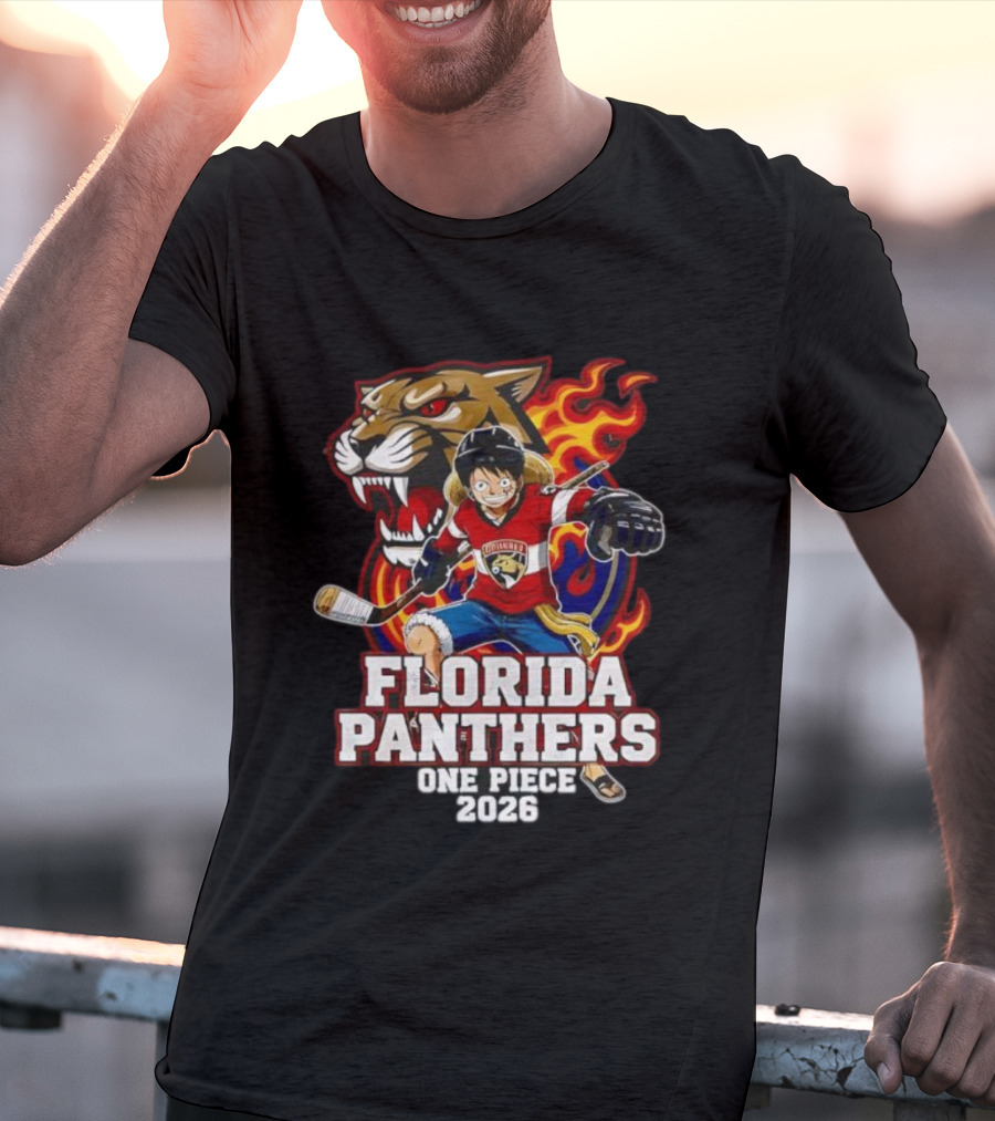 Florida Panthers One Piece Luffy Hockey 2026 Crossover T-Shirt