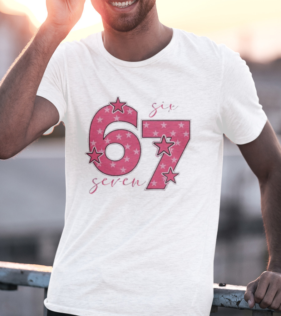 67 Roz Stele Dragut Star Pattern Pink T-Shirt