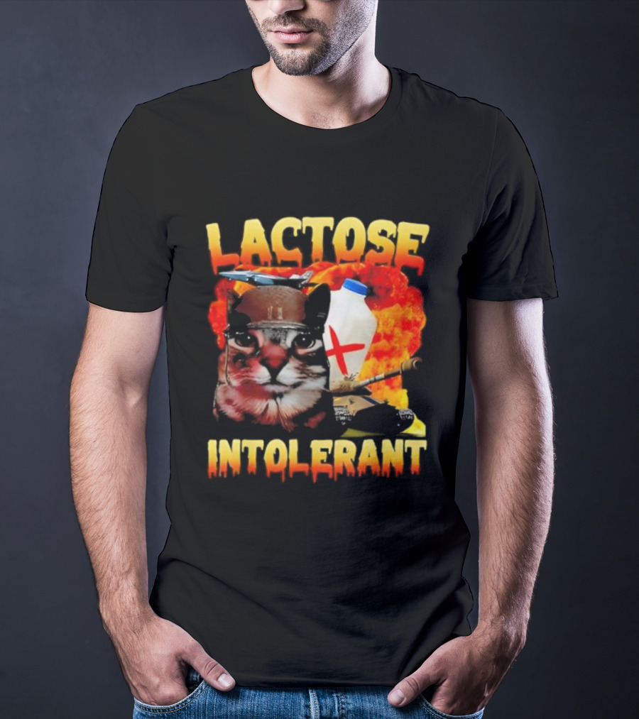 Lactose Intolerant Cat Meme Funny Saying For Cat Lovers T-Shirt
