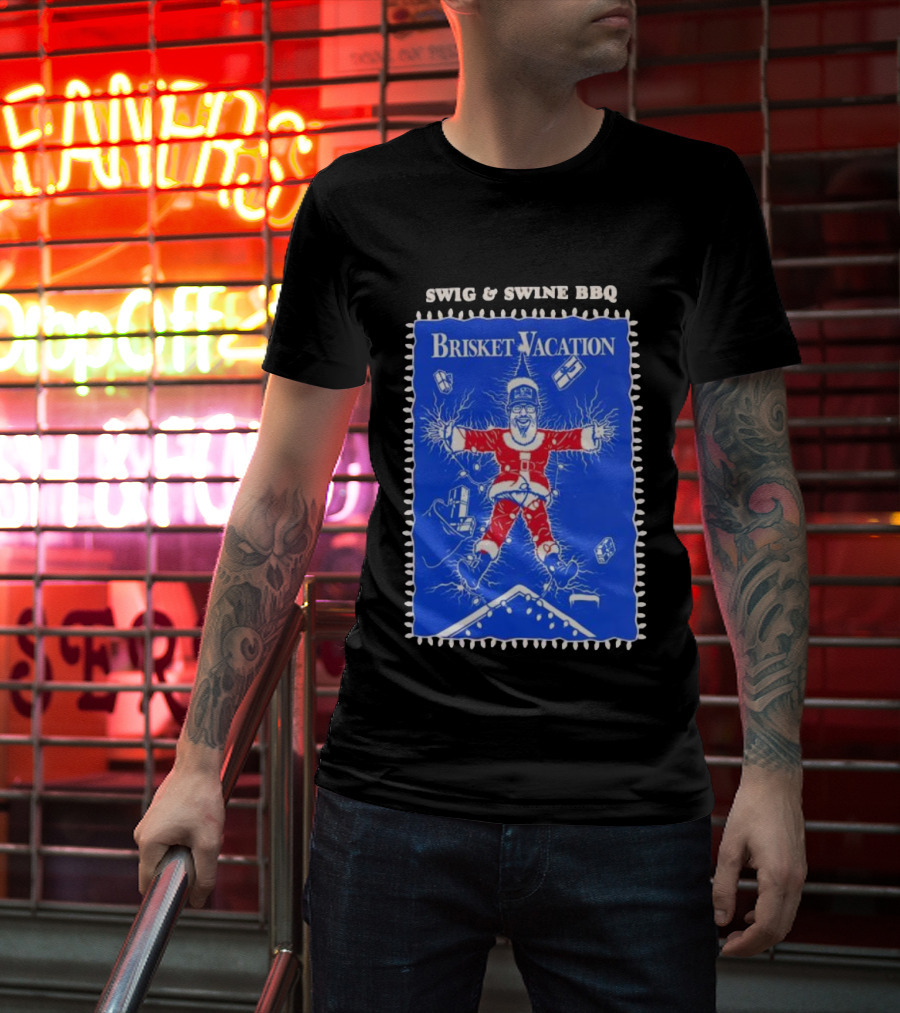 Swig & Swine BBQ Brisket Vacation Christmas Lampoon Style T-Shirt