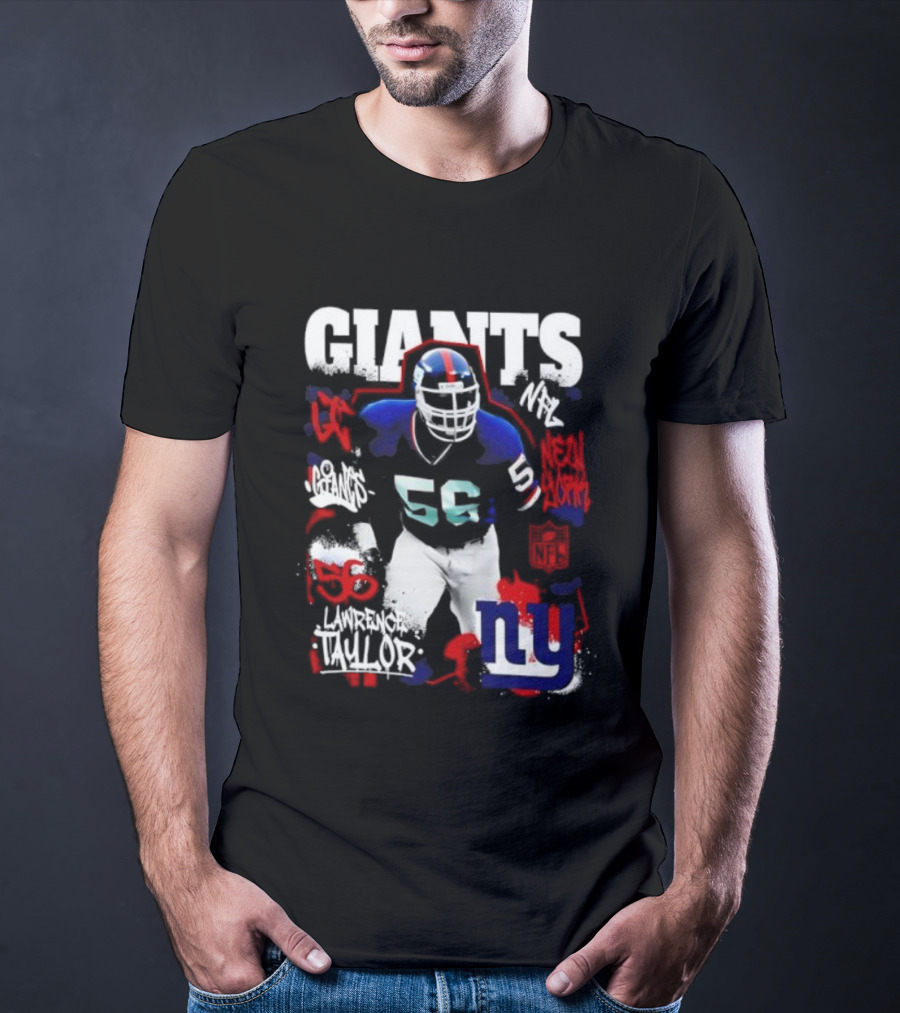 New York Giants Lawrence Taylor 56 Star Player NY Football Legends T-Shirt
