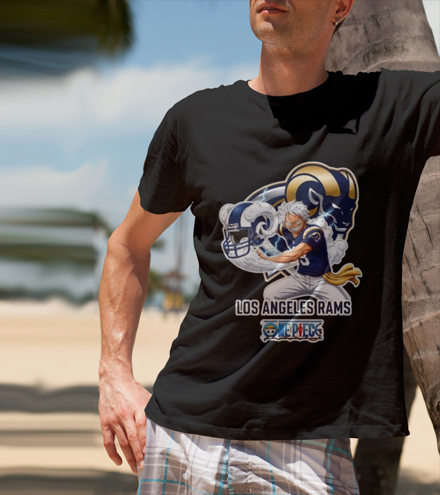 Los Angeles Rams One Piece Luffy Crossover 2026 Collaboration T-Shirt