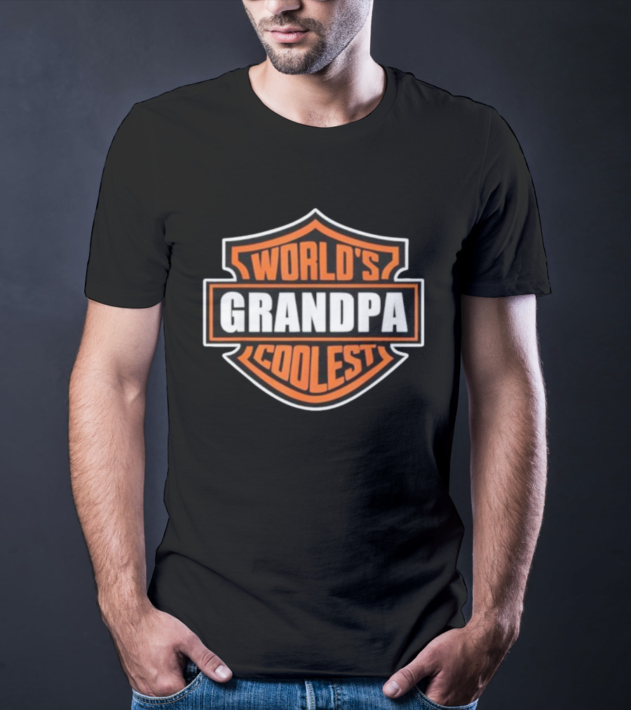 Retro World's Coolest Grandpa Badge Style T-Shirt