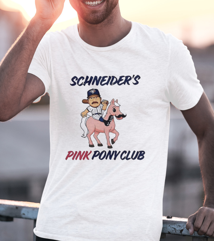 Schneider's Pink Pony Club Mustache Horse Cartoon T-Shirt