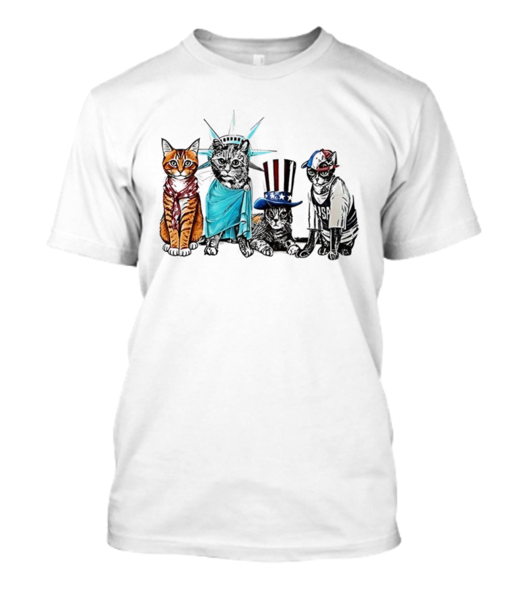 Josh O’Connor Patriotic USA Cats Statue Liberty Uncle Sam Costume T-Shirt