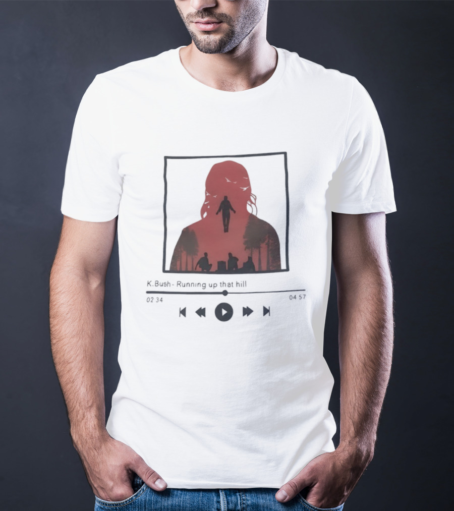 K Bush Running Up That Hill Red Silhouette Forest Scene T-Shirt