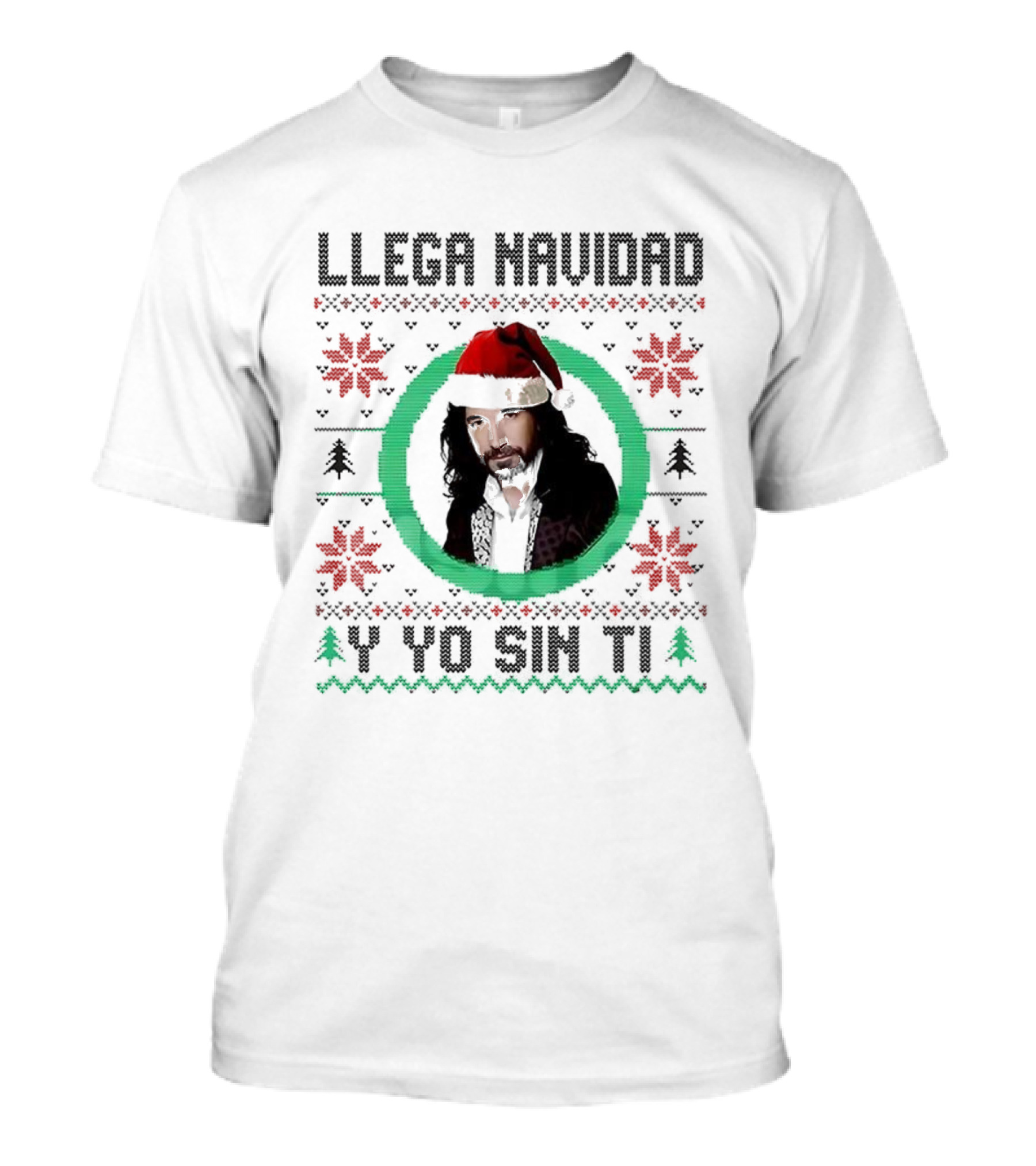 Llega Navidad Y Yo Sin Ti Ugly Christmas Festive Music Lover T-Shirt