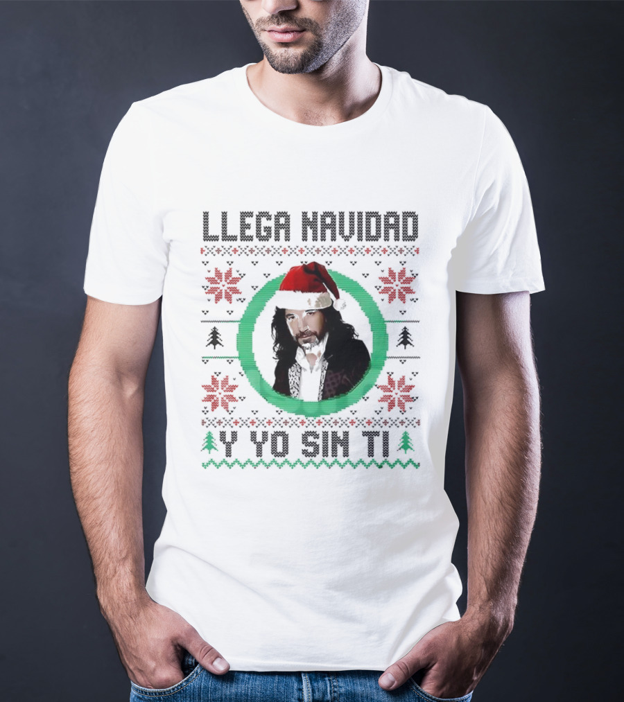 Llega Navidad Y Yo Sin Ti Ugly Christmas Festive Music Lover T-Shirt
