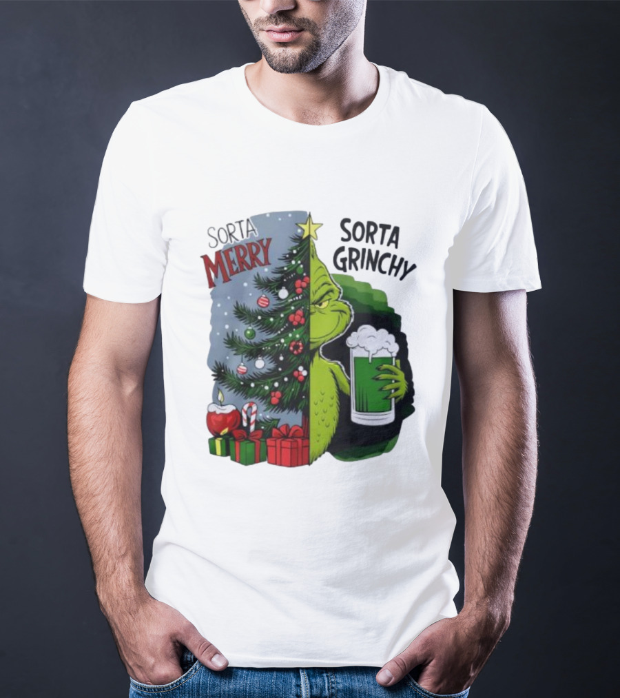 Sorta Merry Sorta Grinchy Christmas Tree Grinch Holiday T-Shirt