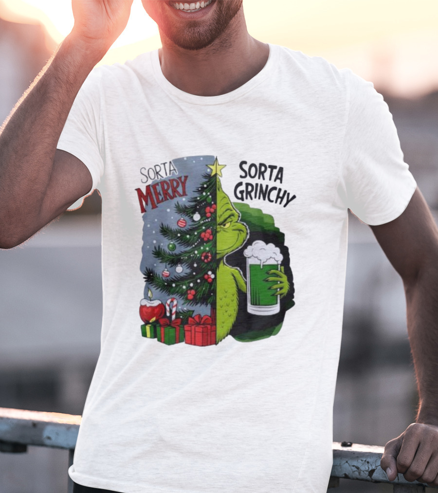 Sorta Merry Sorta Grinchy Christmas Tree Grinch Holiday T-Shirt