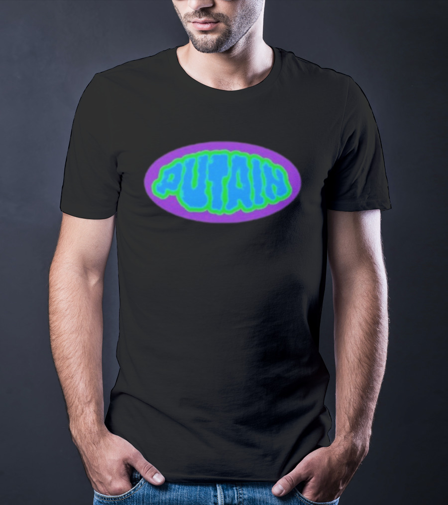 Zwangere Guy Putain Psychedelic Text T-Shirt