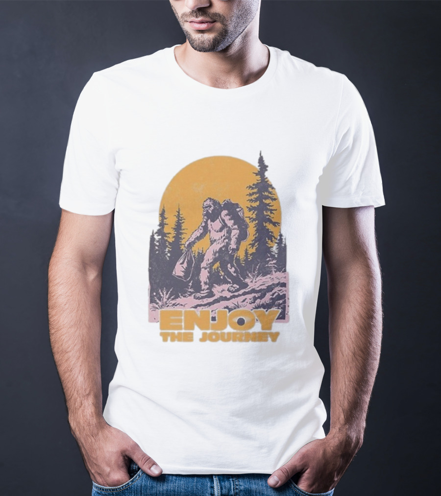Blurry Creatures Bigfoot Enjoy The Journey Forest Scene T-Shirt